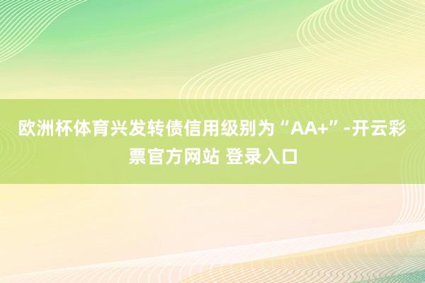 欧洲杯体育兴发转债信用级别为“AA+”-开云彩票官方网站 登录入口