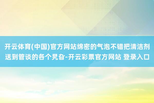 开云体育(中国)官方网站绵密的气泡不错把清洁剂送到管谈的各个旯旮-开云彩票官方网站 登录入口
