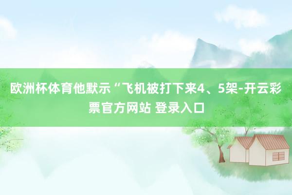 欧洲杯体育　　他默示“飞机被打下来4、5架-开云彩票官方网站 登录入口