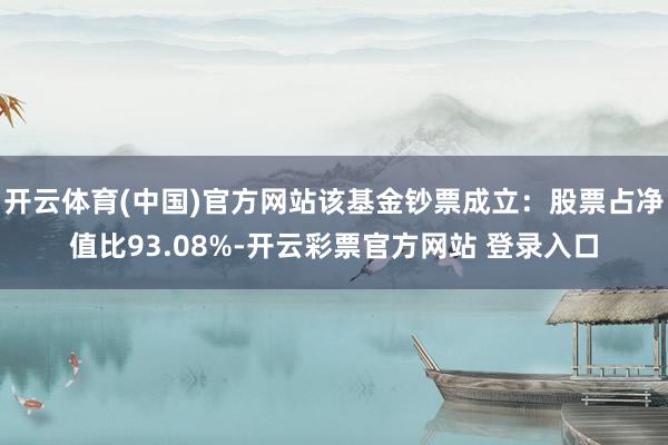 开云体育(中国)官方网站该基金钞票成立:股票占净值比93.08%-开云彩票官方网站 登录入口