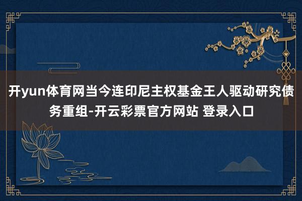 开yun体育网当今连印尼主权基金王人驱动研究债务重组-开云彩票官方网站 登录入口